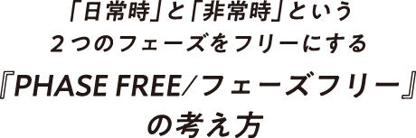 「日常時」と「非常時」という2つのフェーズをフリーにする『PHASE FREE/フェーズフリー』の考え方